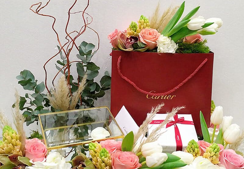 Cartier bag with flowers