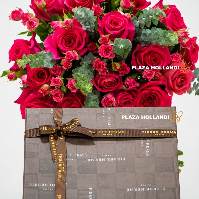 10.1 (3) flower bouquet with chocolate box close up