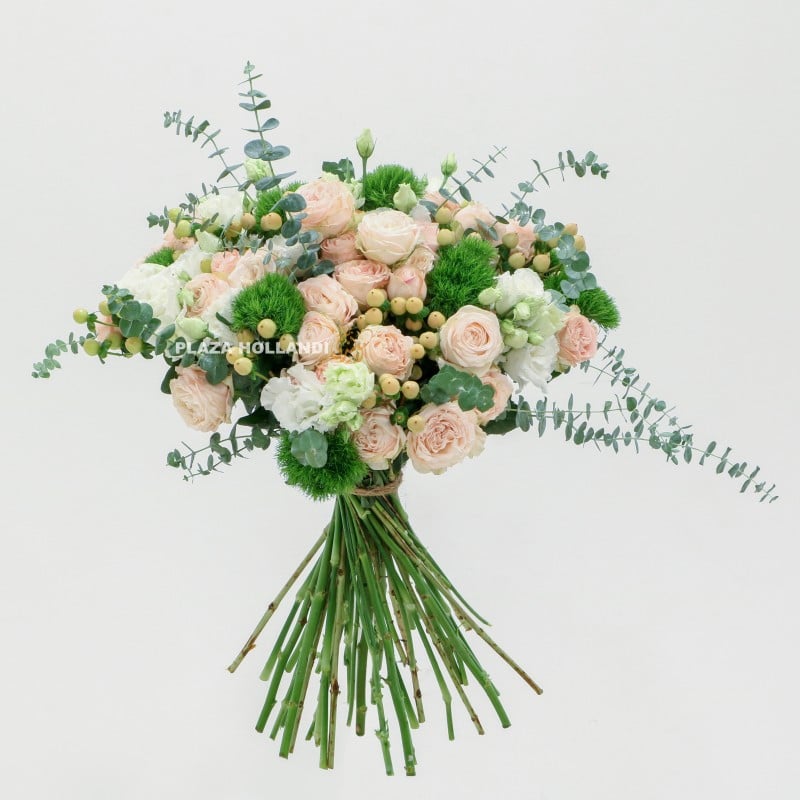 1 Peach, pink and white flower bouquet