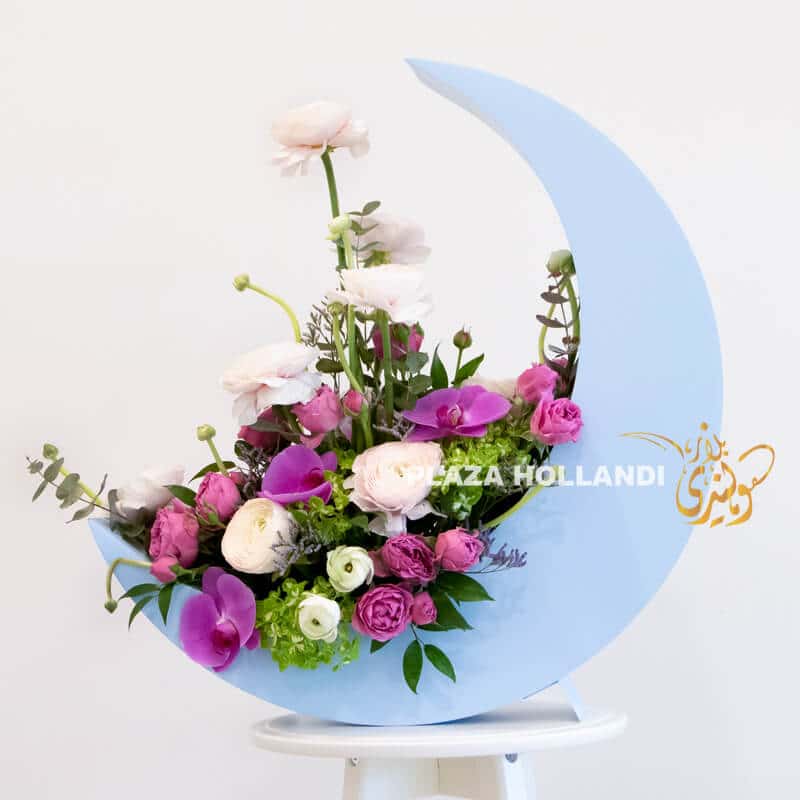 Moon A 1 Crescent Ramadan Moon with flowers