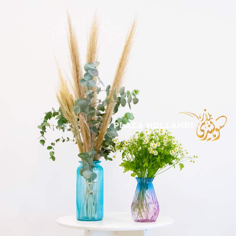 S8 Pampas grass and daisies in vases
