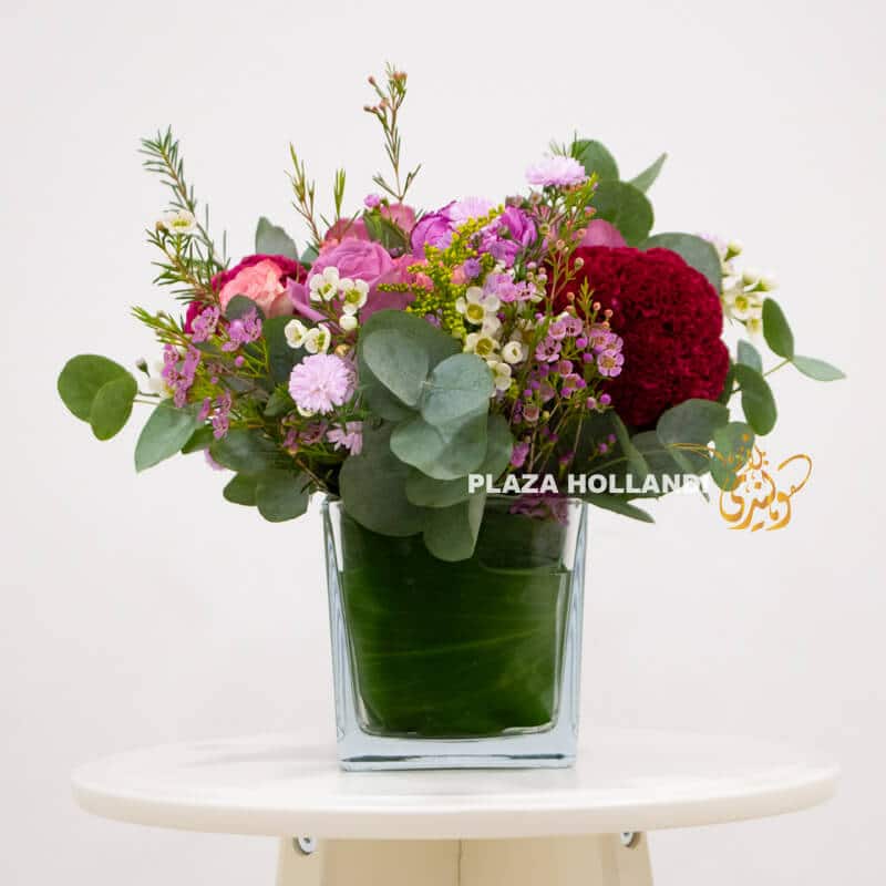 A2 purple flower arrangement