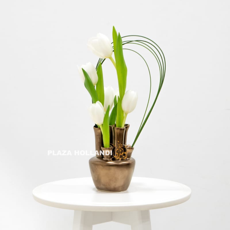 7.1 tulips in a brass vase