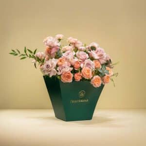 Misty Purple Whispers- Roses and Ruscus Leaves