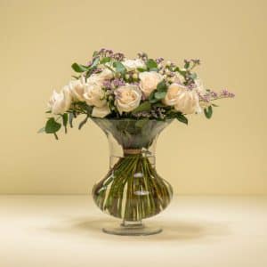 The Best Flower Shop in Abu Dhabi for Luxury Flowers & Plants 17 Alabaster Cloud Breath – A Serene Blend of White Roses, Eucalyptus & Limonium