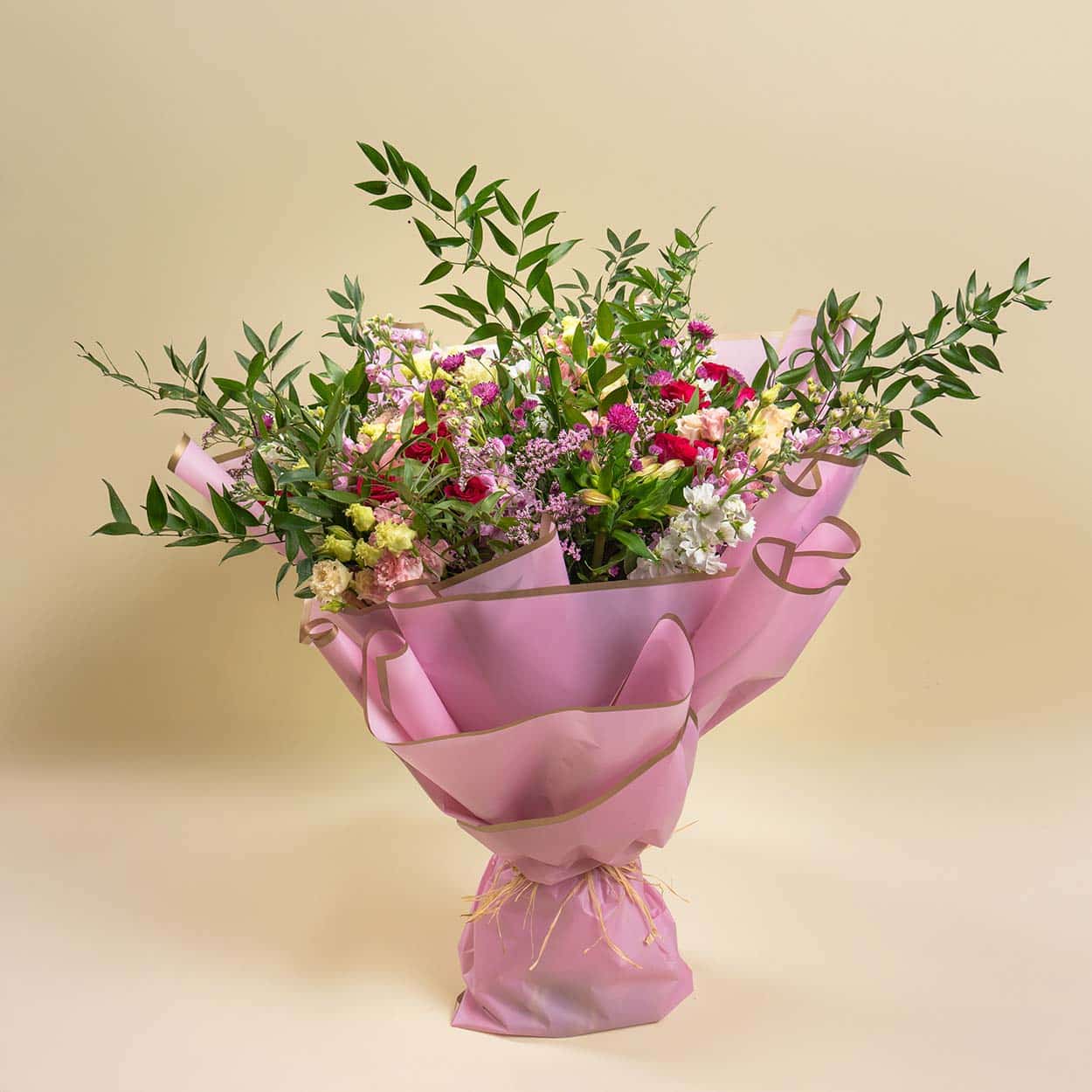 Enchanted Rose Thicket - Mixed Roses and Ruscus Leaves